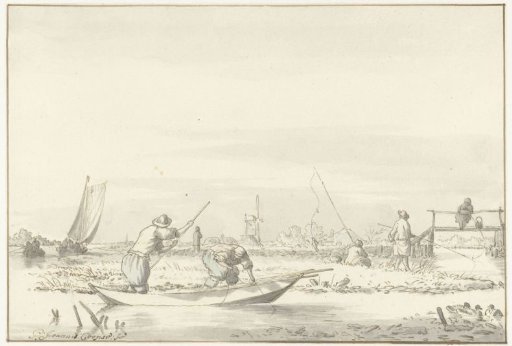 Polder Landscape with Fishermen