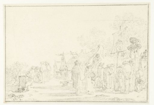Village Street with a Quack Doctor and Other Figures