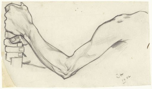 Study of a left arm holding a stick