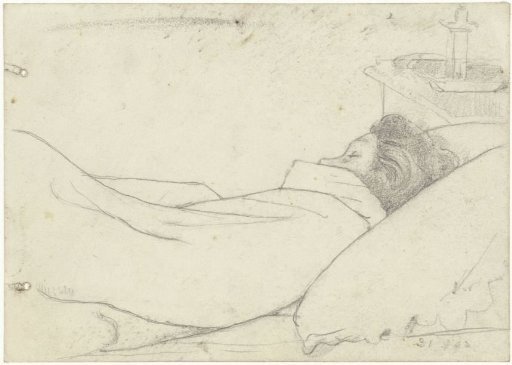 Wife of Richard Roland Holst in bed