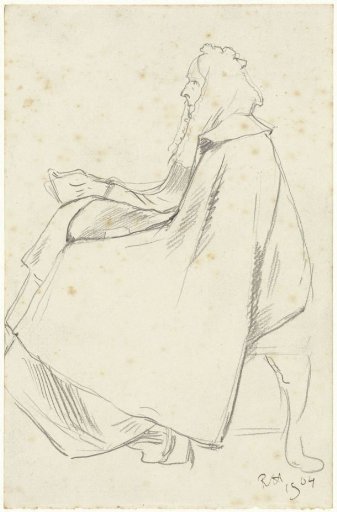 Seated woman with headscarf