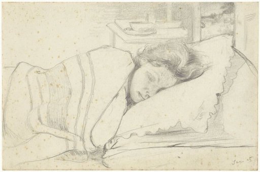 Wife of Richard Roland Holst in bed, facing right