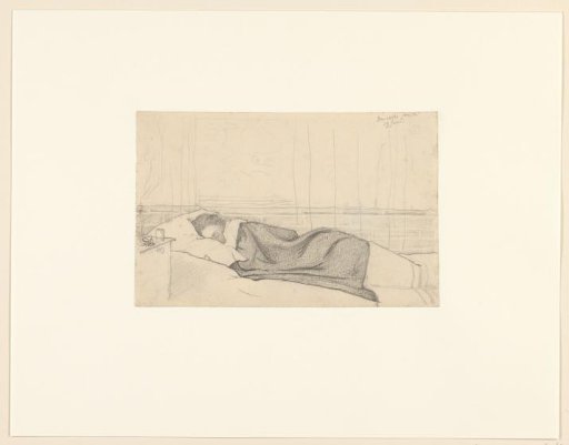 Wife of Richard Roland Holst in bed, facing left