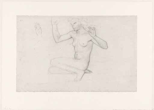 Crouching nude woman