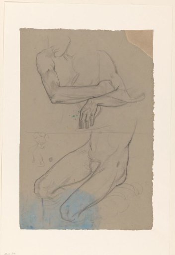 Upper and lower body of a male nude with child