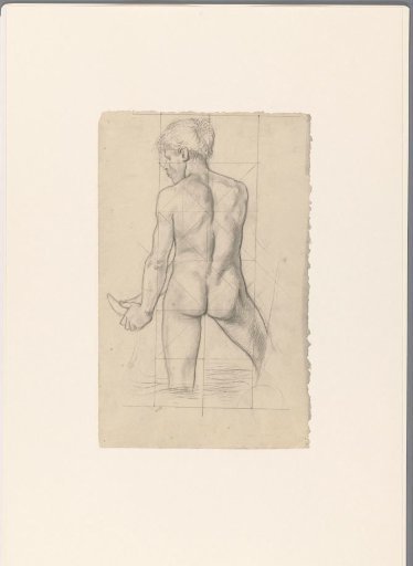 Standing male nude in the water, seen from behind