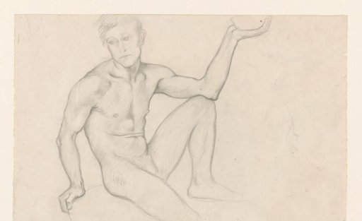 Seated male nude with a basin