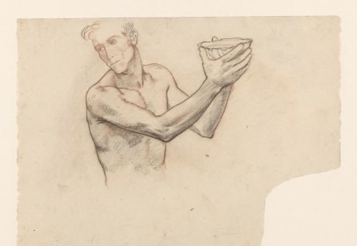 Male nude with a basin, half-length