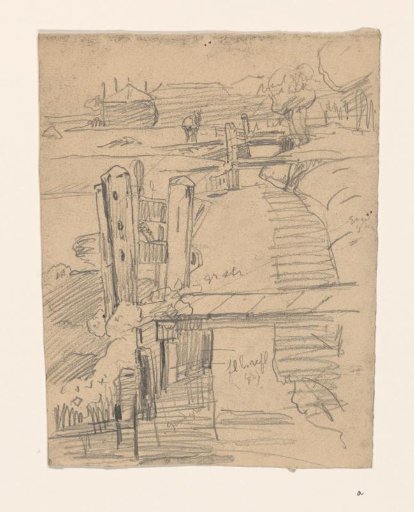 Landscape with small bridges in meadows