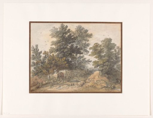Country road with trees and a farmer's cart