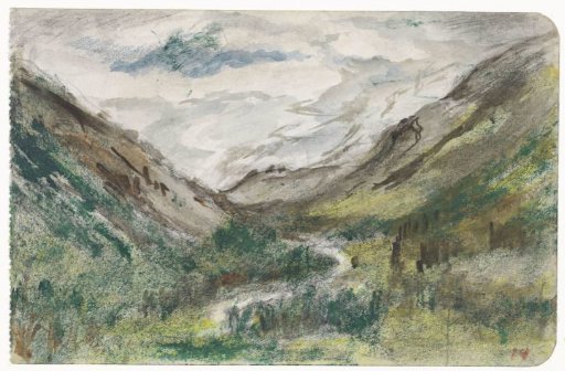 Valley with wooded mountains