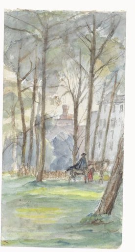 Park with figures on horseback