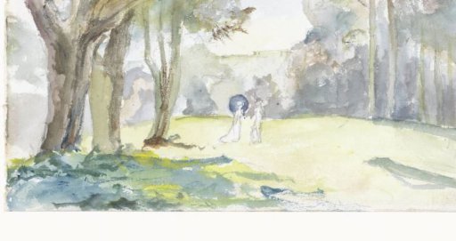Man and woman in an open space between trees