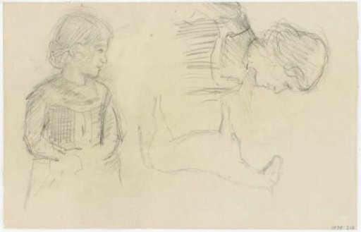 Two studies of a girl and a horse