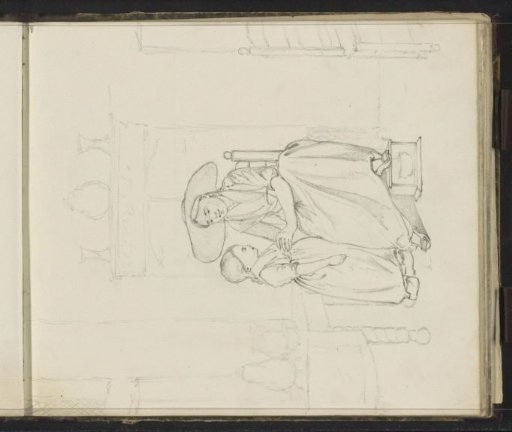 Peasant interior with mother and daughter
