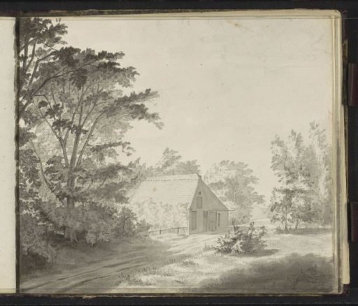 House on a path in a landscape