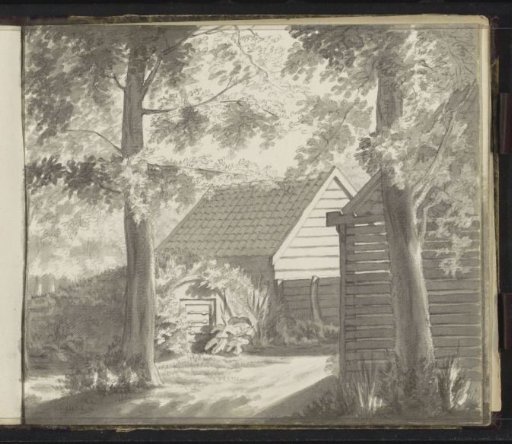 House and Barn Among the Trees
