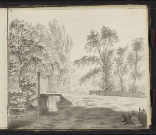 Meadow with Fence, Water, and a Gate