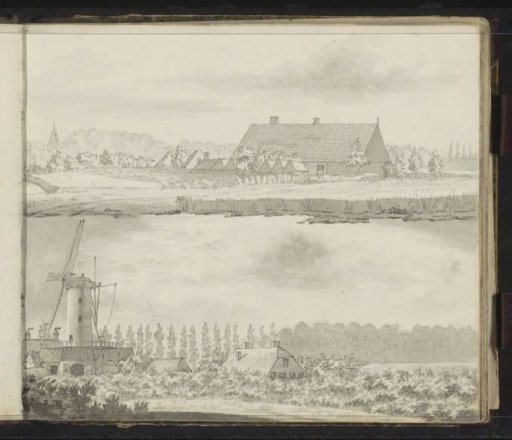 Landscapes with a mill and a farm