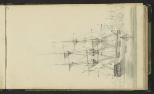 Three-Masted Ship in a Harbor