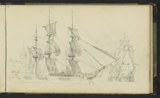 Moored Three-Masted Ship