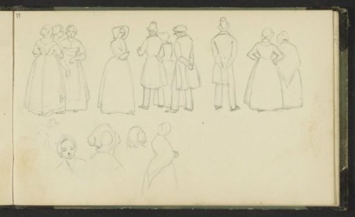Study sheet with standing men and women