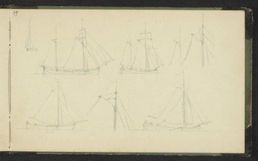 Study sheet with sailing ships