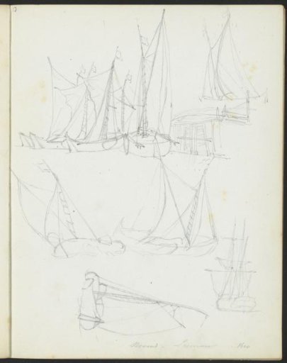Study sheet with sailing ships