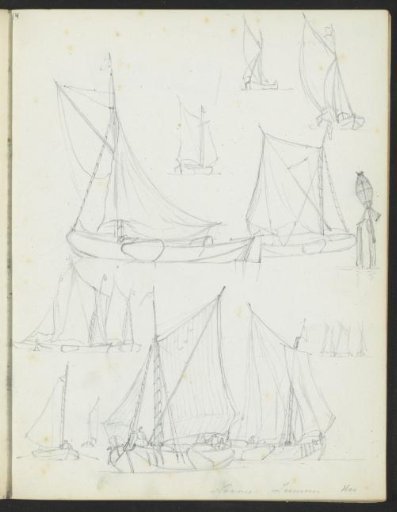 Study sheet with sailing boats and ships