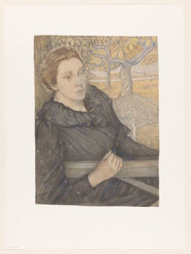 Henriëtte van der Schalk in a garden at Noordwijk