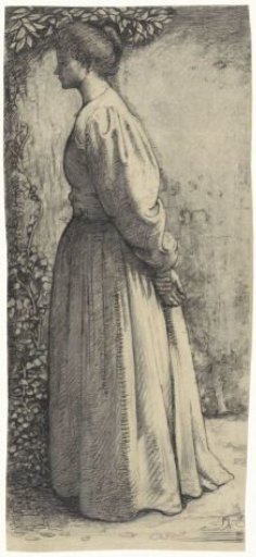 Standing woman, in profile