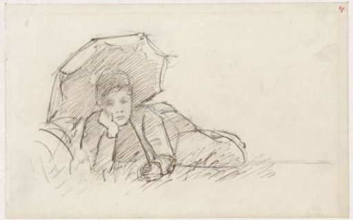 Reclining woman with parasol