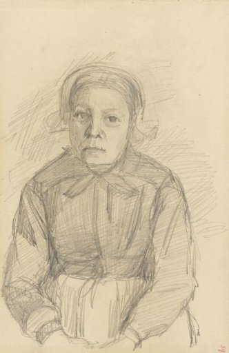 Woman with a cap, front view, half-length