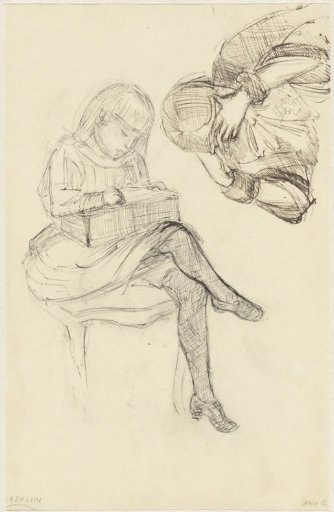 Studies of a girl reading and a girl drawing