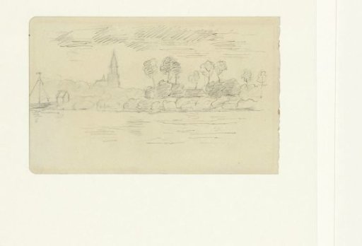 Church among trees by the water