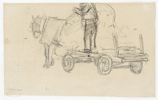 Horse and Carriage with Standing Man