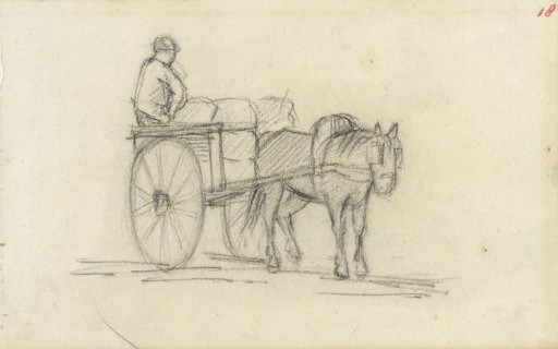 Horse and a cart with a man on it