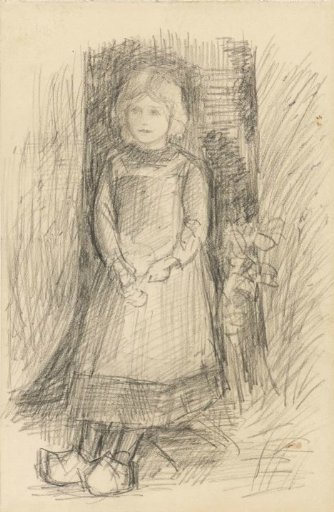 Girl leaning against a tree