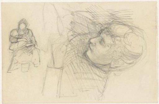 Study Sheet with Reading (?) Woman and Woman with a Child on Her Lap