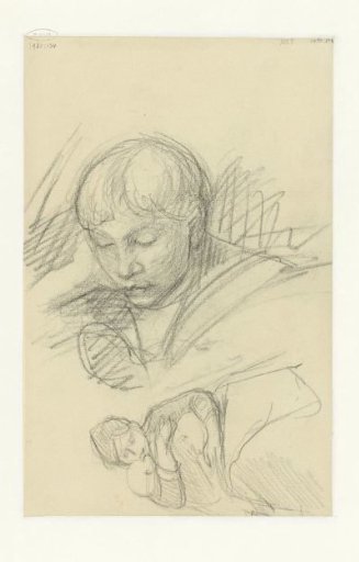 Mother and child and head of a boy