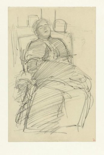 Sleeping woman, in a chair
