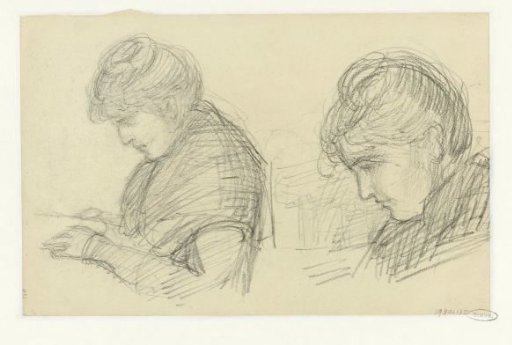Two studies of a woman, from the side
