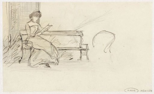 Reading woman on a bench