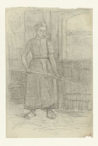 Standing peasant woman in a barn
