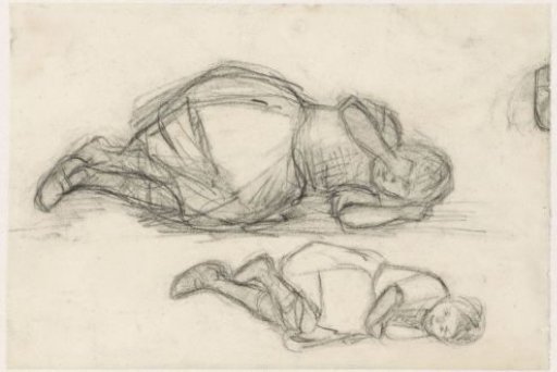 Two studies of a reclining girl