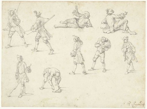 Study sheet with nine figures