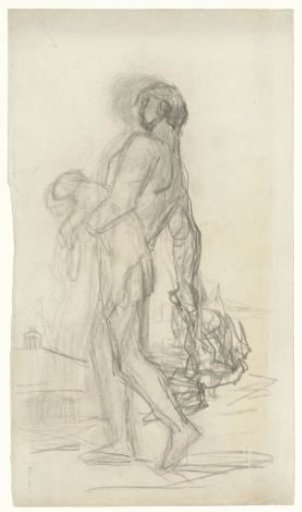 Walking Man with a Lamb and a Bird as Sacrifices