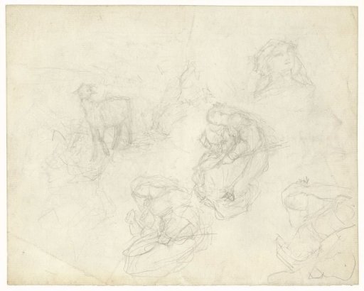 Three Studies for a Landscape with a Girl and Two Goats