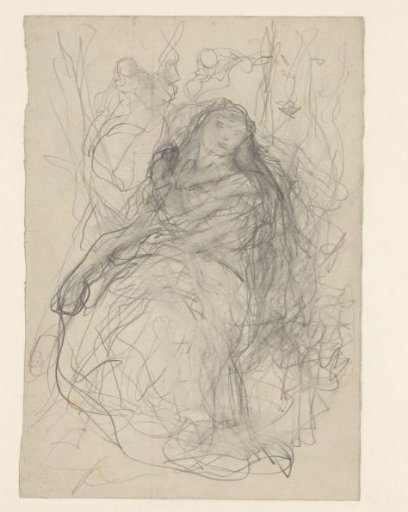 Sketch Of A Woman With Butterflies
