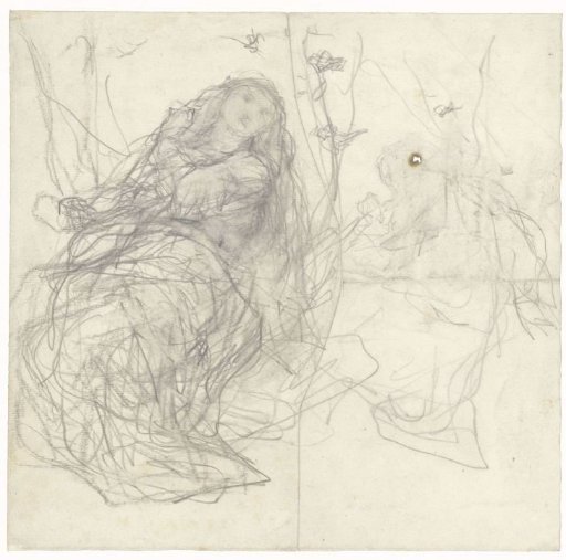 Two Sketches Of A Girl With Butterflies